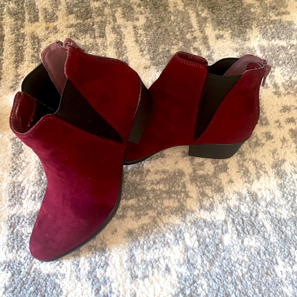 Burgundy suede booties